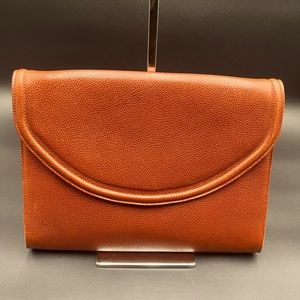 Vintage Donna Elissa Auth. Reptile Leather Foldover Envelope Clutch with Pocket